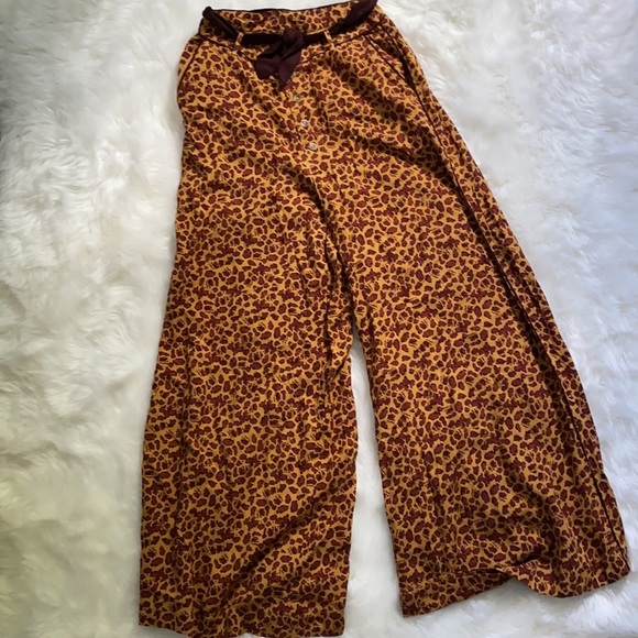 Free People Brown Bennie Leopard Palazzo Pants - Picture 8 of 14